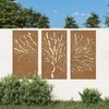 Sodo sienos dekoracija, 3 dalių, 105x55cm, corten plienas