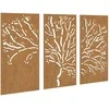 Sodo sienos dekoracija, 3 dalių, 105x55cm, corten plienas
