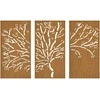Sodo sienos dekoracija, 3 dalių, 105x55cm, corten plienas