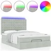 Osmanų lova su čiužiniais ir LED šviesiai pilka Velvet