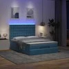 Osmanų lova su čiužiniais ir LED Tamsiai mėlyna Velvet