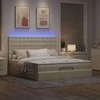 Osmanų lova su čiužiniu ir LED kreminiu 180x200 cm audiniu
