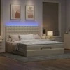 Osmanų lova su čiužiniu ir LED kreminiu 180x200 cm audiniu