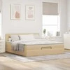Osmanų lova su čiužiniu ir LED kreminiu 180x200 cm audiniu