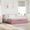 Osmanų lova su čiužiniu ir LED Rožinis 160x200cm Velvet