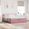 Osmanų lova su čiužiniu ir LED Rožinis 160x200cm Velvet