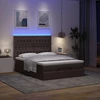 Osmanų lova su čiužiniu ir LED, rudas, 140x190cm, audinys