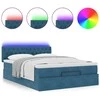 Osmanų lova su čiužiniu ir LED Tamsiai mėlyna 140x190cm Velvet