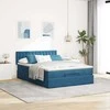 Osmanų lova su čiužiniu ir LED Tamsiai mėlyna 140x190cm Velvet