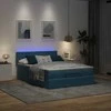 Osmanų lova su čiužiniu ir LED Tamsiai mėlyna 140x190cm Velvet
