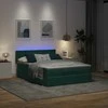 Osmanų lova su čiužiniu ir LED Tamsiai žalia 140x200cm Velvet