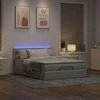 Osmanų lova su čiužiniu ir LED, taupe, 140x190cm, audinys