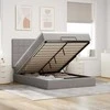 Osmanų lova su čiužiniu ir LED, taupe, 140x190cm, audinys