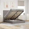 Osmanų lova su čiužiniu ir LED, taupe, 140x190cm, audinys
