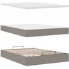 Osmanų lova su čiužiniu ir LED, taupe, 140x190cm, audinys