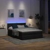 Osmanų lova su čiužiniu ir LED juodas 140x190cm audinys