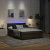 Osmanų lova su čiužiniu ir LED, rudas, 140x190cm, audinys