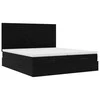 Osmanų lovos rėmas su čiužiniais, juodas, 200x200cm, aksomas