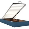 Osmanų lovos rėmas su čiužiniais, mėlynas, 200x200cm, audinys
