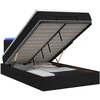 Otmana lova su matracsu ir LED Juoda 120 x 190 cm Audinys