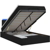 Otmana lova su matracsu ir LED Juoda 120 x 190 cm Audinys