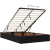 Otmana lova su matracsu ir LED Juoda 120 x 190 cm Aksomas