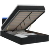 Otmana lova su matracsu ir LED Juoda 120 x 190 cm Aksomas