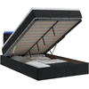 Otmana lova su matracsu ir LED Juoda 120 x 190 cm Aksomas