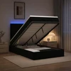 Otmana lova su matracsu ir LED Juoda 120 x 190 cm Aksomas