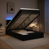 Otmana lova su matracsu ir LED Juoda 120 x 190 cm Aksomas