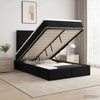 Otmana lova su matracsu ir LED Juoda 120 x 190 cm Aksomas