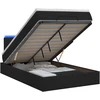 Otmana lova su matracsu ir LED Juoda 120 x 190 cm Audinys