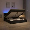 Otmana lova su matracsu ir LED Juoda 140 x 200 cm Audinys