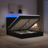 Otmana lova su matracsu ir LED Juoda 140 x 190 cm Audinys