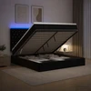 Otmana lova su matracsu ir LED Juoda 140 x 200 cm Aksomas