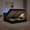 Otmana lova su matracsu ir LED Juoda 140 x 190 cm Aksomas