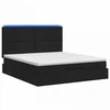 Otmana lova su matracsu ir LED Juoda 140 x 190 cm Audinys