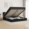 Otmana lova su matracsu ir LED Juoda 160 x 200 cm Aksomas