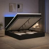 Otmana lova su matracsu ir LED Juoda 160 x 200 cm Audinys