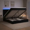 Otmana lova su matracsu ir LED Juoda 180 x 200 cm Aksomas