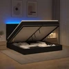 Otmana lova su matracsu ir LED Juoda 200 x 200 cm Audinys