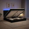 Otmana lova su matracsu ir LED Juoda 200 x 200 cm Aksomas
