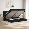Otmana lova su matracsu ir LED Juoda 200 x 200 cm Audinys