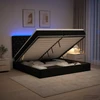 Otmana lova su matracsu ir LED Juoda 200 x 200 cm Aksomas
