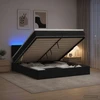 Otmana lova su matracsu ir LED Juoda 200 x 200 cm Aksomas
