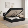 Otmana lova su matracsu ir LED Juoda 200 x 200 cm Audinys