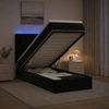 Otmana lova su matracsu ir LED Juoda 80 x 200 cm Aksomas