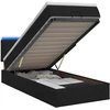 Otmana lova su matracsu ir LED Juoda 90 x 190 cm Audinys