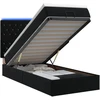 Otmana lova su matracsu ir LED Juoda 90 x 190 cm Aksomas