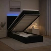 Otmana lova su matracsu ir LED Juoda 90 x 190 cm Aksomas